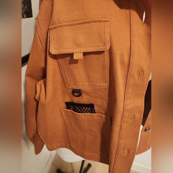 Wondery Ryan Cargo Shirt Jacket in a rust or orange cotton twill. - Picture 8 of 10
